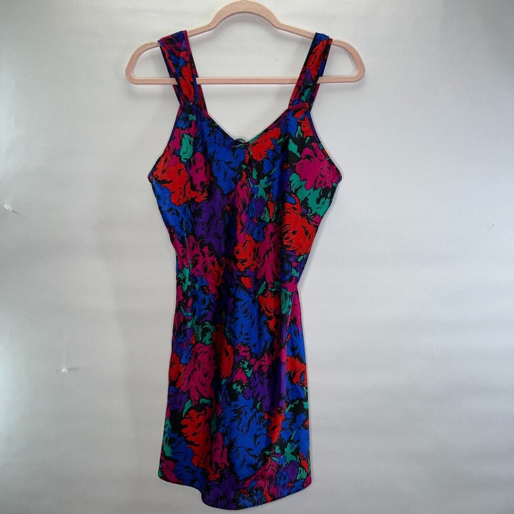 Vintage Silky Floral Pajama Gown S